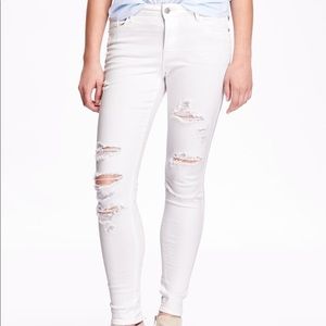 OLD NAVY mid-rise ripped white skinny jeans
